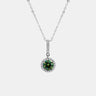 【13】"Springtime Symphony" Halo Set 1 Carat Green Moissanite Lined Pendant - Queenou Jewelry