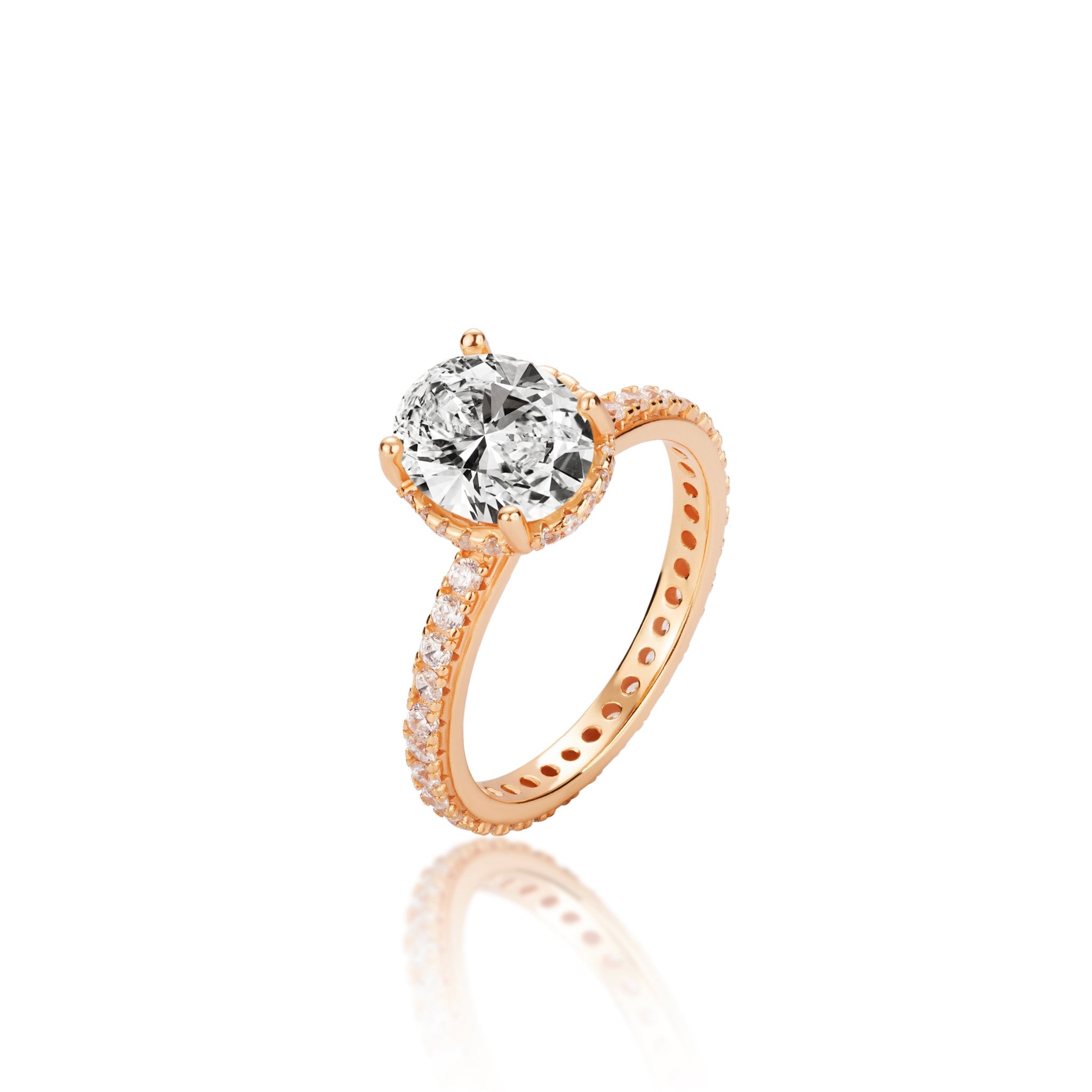 【147】3 Carat Oval Moissanite Ring - Queenou Jewelry