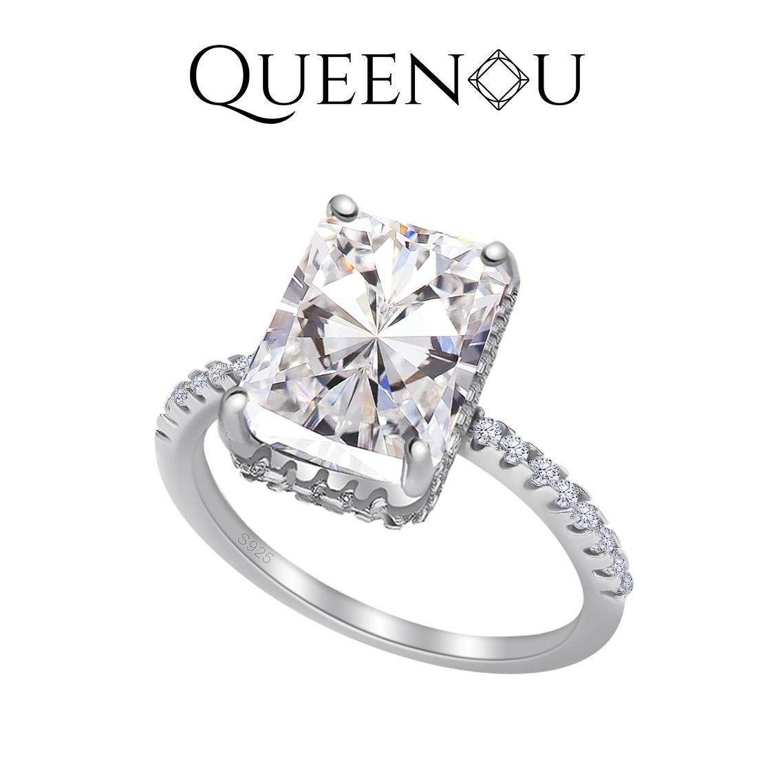 【366】4CT Synthetic Moissanite Ring - Classic, Fashionable, and Elegant Everyday Ring for Women, Perfect for Wedding, Anniversary, or Birthday Gifts