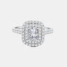 18K White Gold Halo Radiant Lab Diamond Ring - Queenou Jewelry