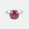 【#195】Grand Round Ruby Moissanite Ring - Queenou Jewelry