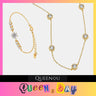 【196&834】Yellow Colour Plated 5 Synthetic Moissanites Necklace Bracelet Set - Queenou Jewelry