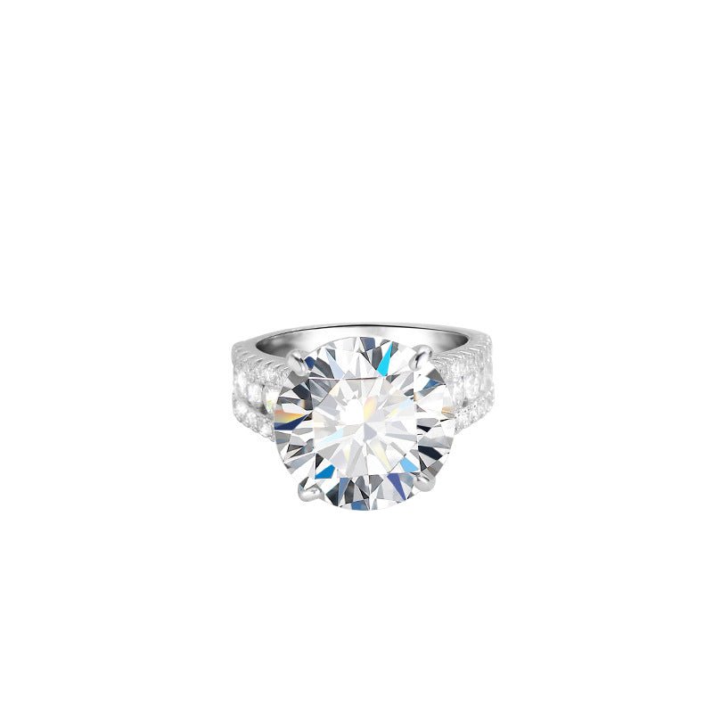 【228】10CT 925 Sterling Silver Moissanite Ring - Queenou Jewelry