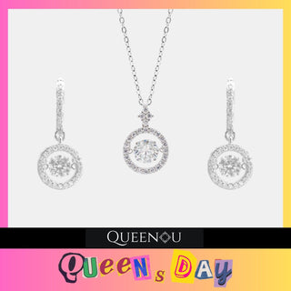 【237&248】Elegant Sterling Silver Synthetic Moissanite Necklace & Earrings Set - Queenou Jewelry