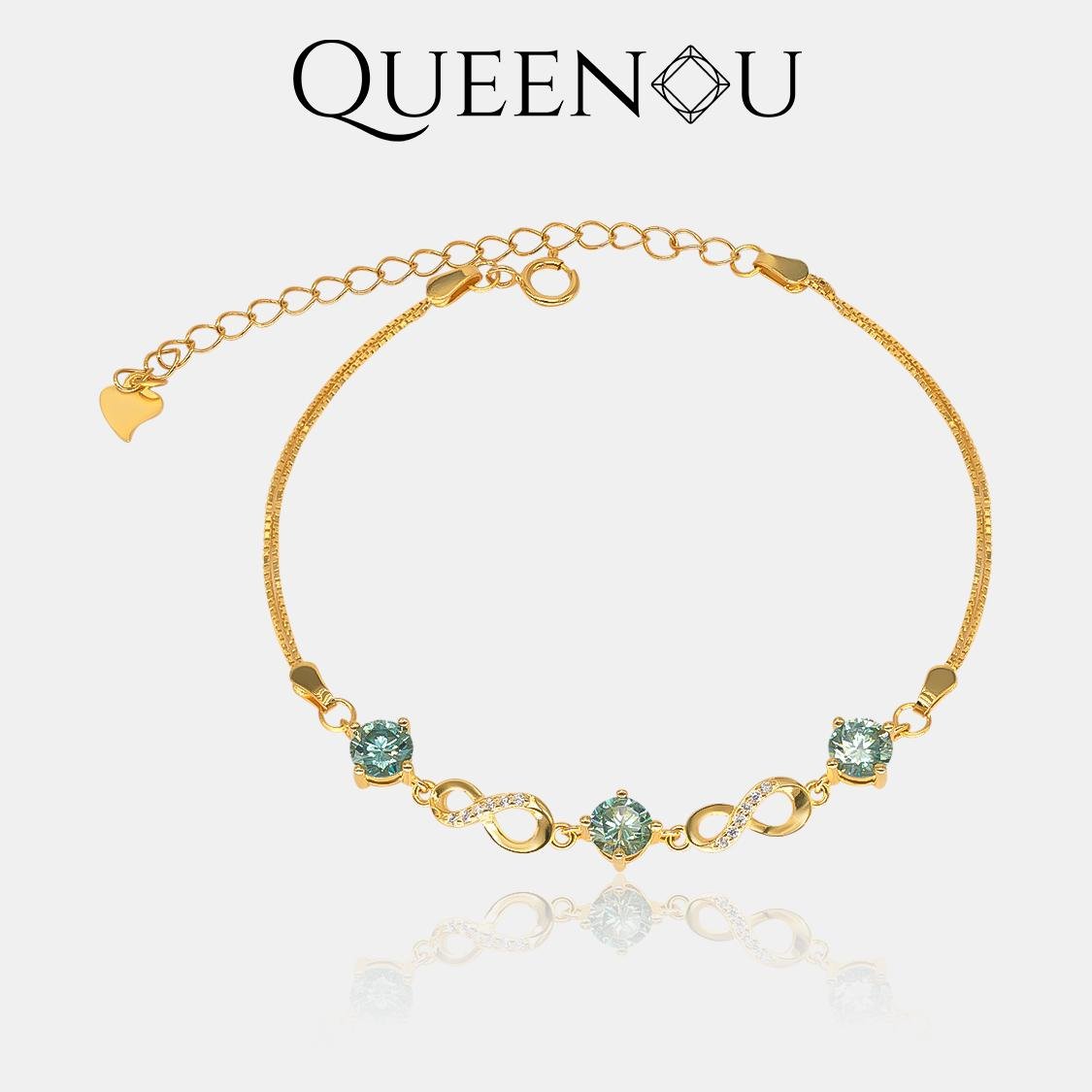 【257】Starry Sky Lucky Number Eight Synthetic Moissanite 0.5CT*3 Bracelet - Queenou Jewelry