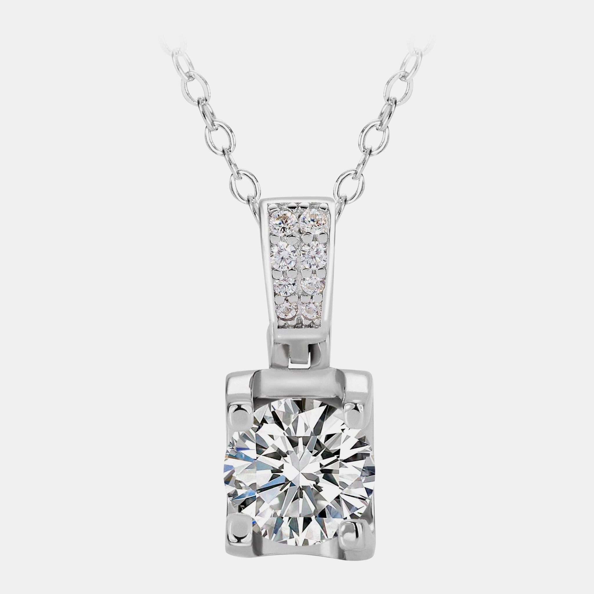 【298】925 Sterling Silver Moissanite Necklace - Queenou Jewelry