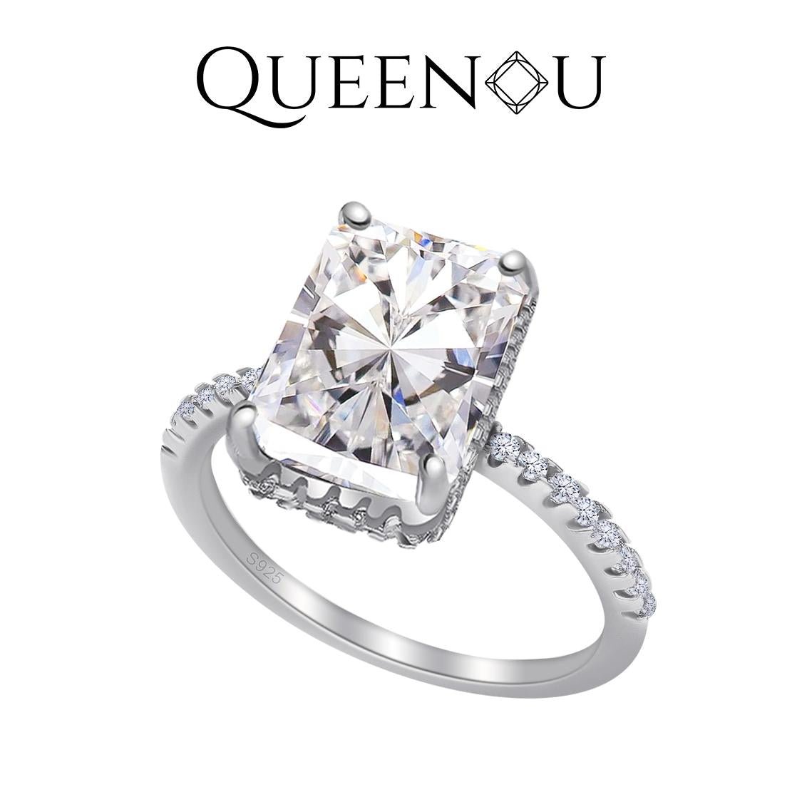 【366】4CT Synthetic Moissanite Ring - Classic, Fashionable, and Elegant Everyday Ring for Women, Perfect for Wedding, Anniversary, or Birthday Gifts - Queenou Jewelry