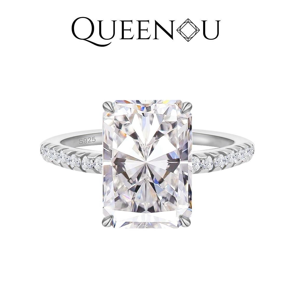 【366】4CT Synthetic Moissanite Ring - Classic, Fashionable, and Elegant Everyday Ring for Women, Perfect for Wedding, Anniversary, or Birthday Gifts - Queenou Jewelry