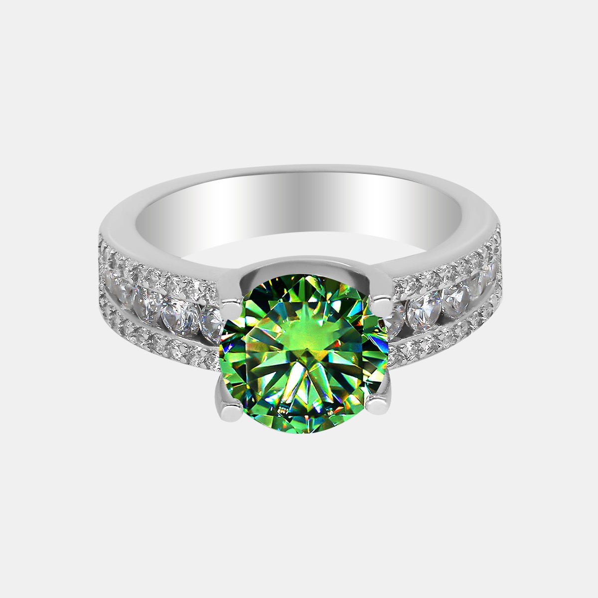 【401】"Deck the Hall" Paved Channel 3 Carat Moissanite Ring - Queenou Jewelry