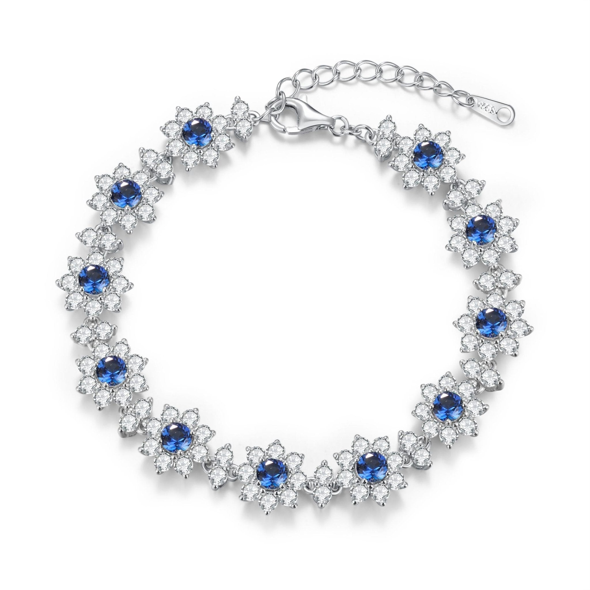 【425】Lab Grown Sapphire 925 Sterling Silver Bracelet - Queenou Jewelry