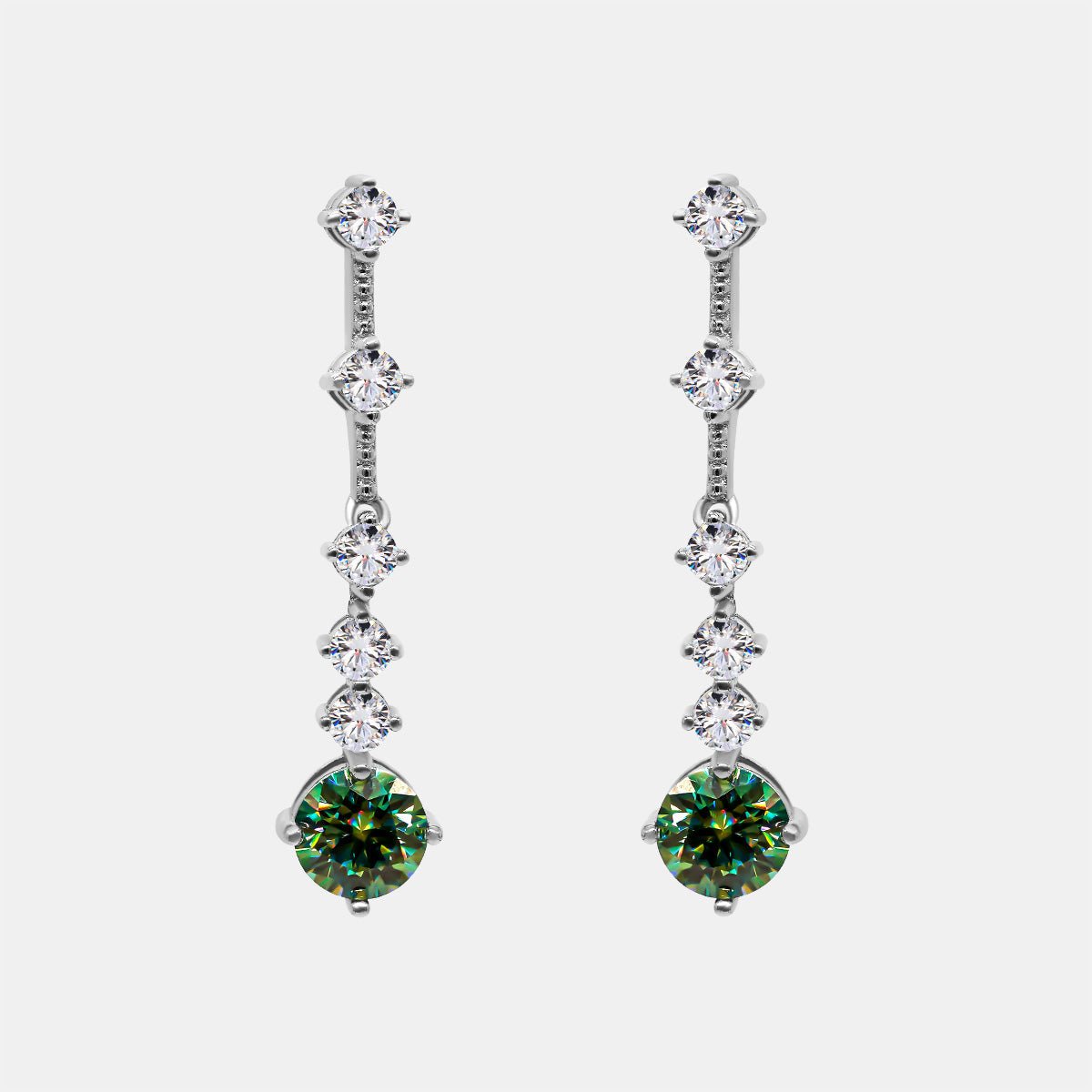 【435】"Springtime Symphony" 1.5 Carat Green Moissanite Journey Earrings - Queenou Jewelry