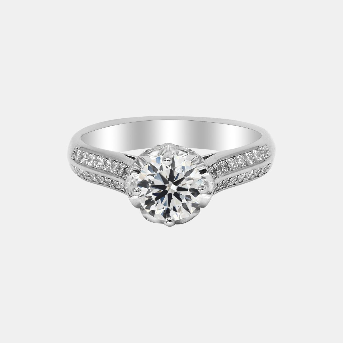 【717】"Begin Again" Heart Cathedral 0.8 Carat Double Channeled Moissanite Ring - Queenou Jewelry