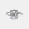 【723】"Begin Again" Tension - set Halo 3 Carat Emerald Cut Moissanite Ring - Queenou Jewelry