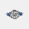 【730】"Springtime Symphony" Blue Butterflies Petal Set 2 Carat Moissanite Ring - Queenou Jewelry