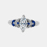 【733】"Springtime Symphony" Blue Adorned Laurel 1 Carat Marquise Moissanite Ring - Queenou Jewelry