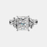 【734】"Cupid's Garden" 4 Carat Radiant Cut Moissanite Vine Ring - Queenou Jewelry