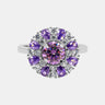 【746】Gemstone Fusion Symphony Violet Harmony Moissanite Ring - Queenou Jewelry