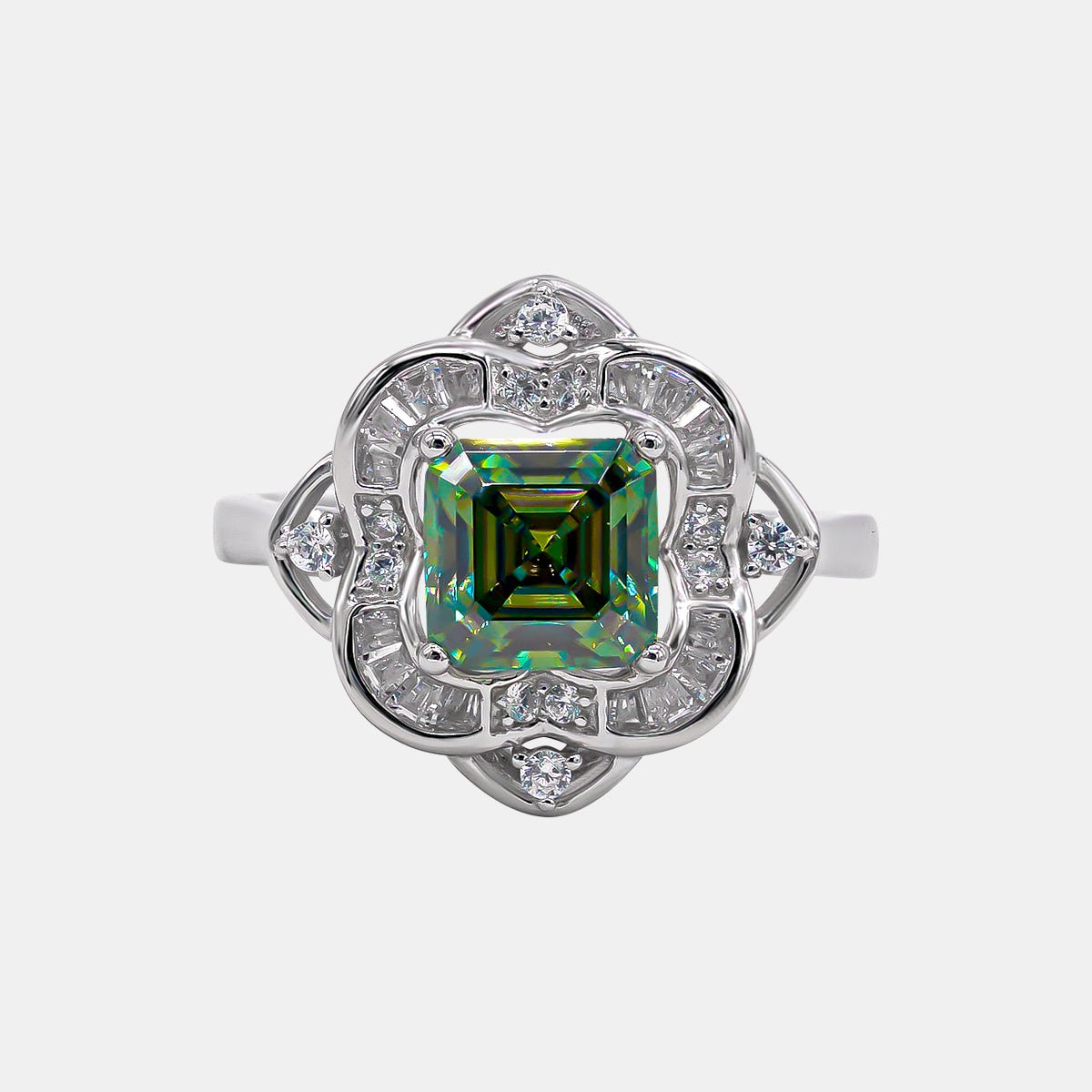 【750】Emerald Elegance Moissanite Ring - Queenou Jewelry