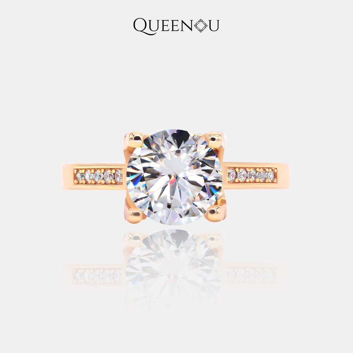 【784】“Eternal Graces” Only one 2 Carat Moissanite Modern Dating Ring - Queenou Jewelry