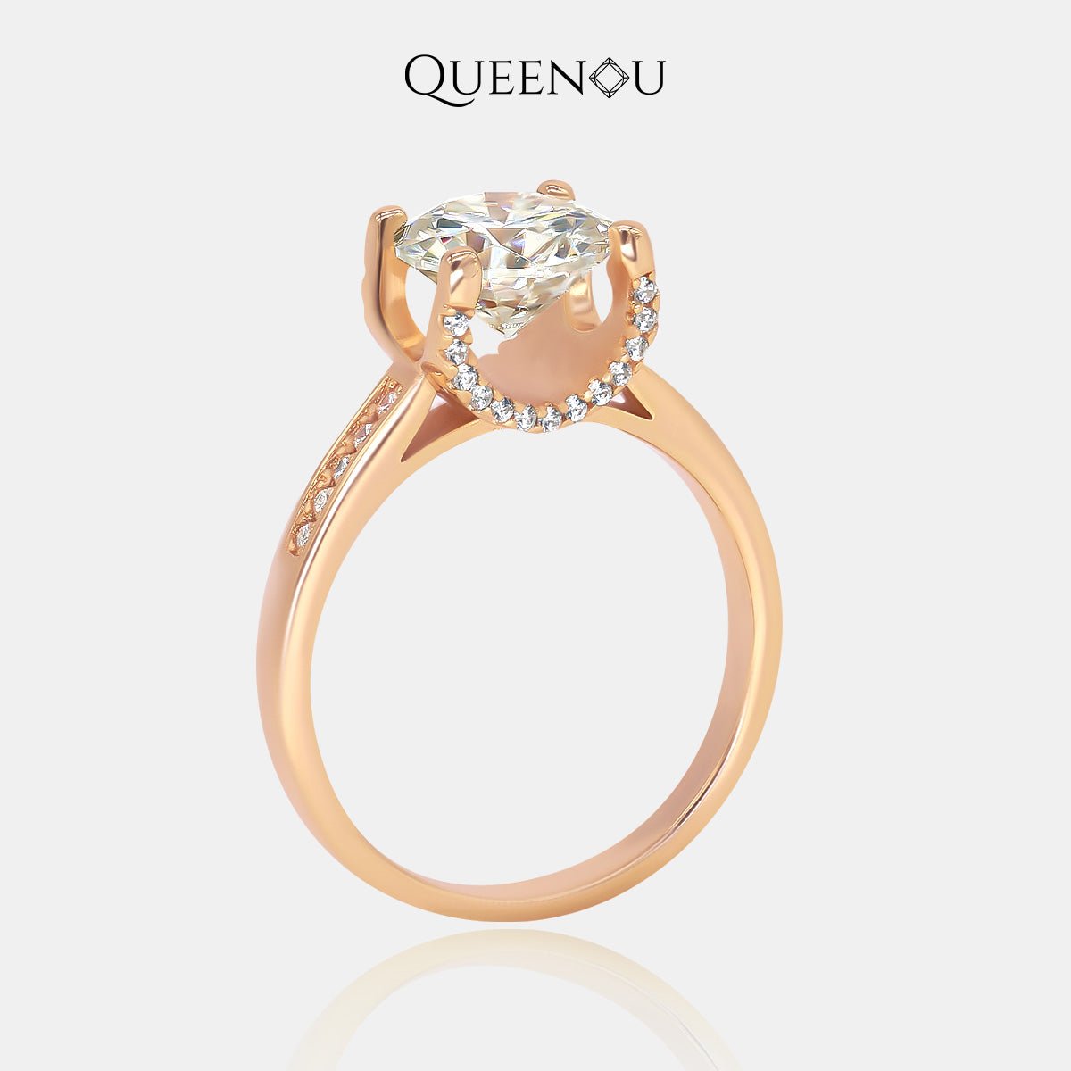 【784】“Eternal Graces” Only one 2 Carat Moissanite Modern Dating Ring - Queenou Jewelry