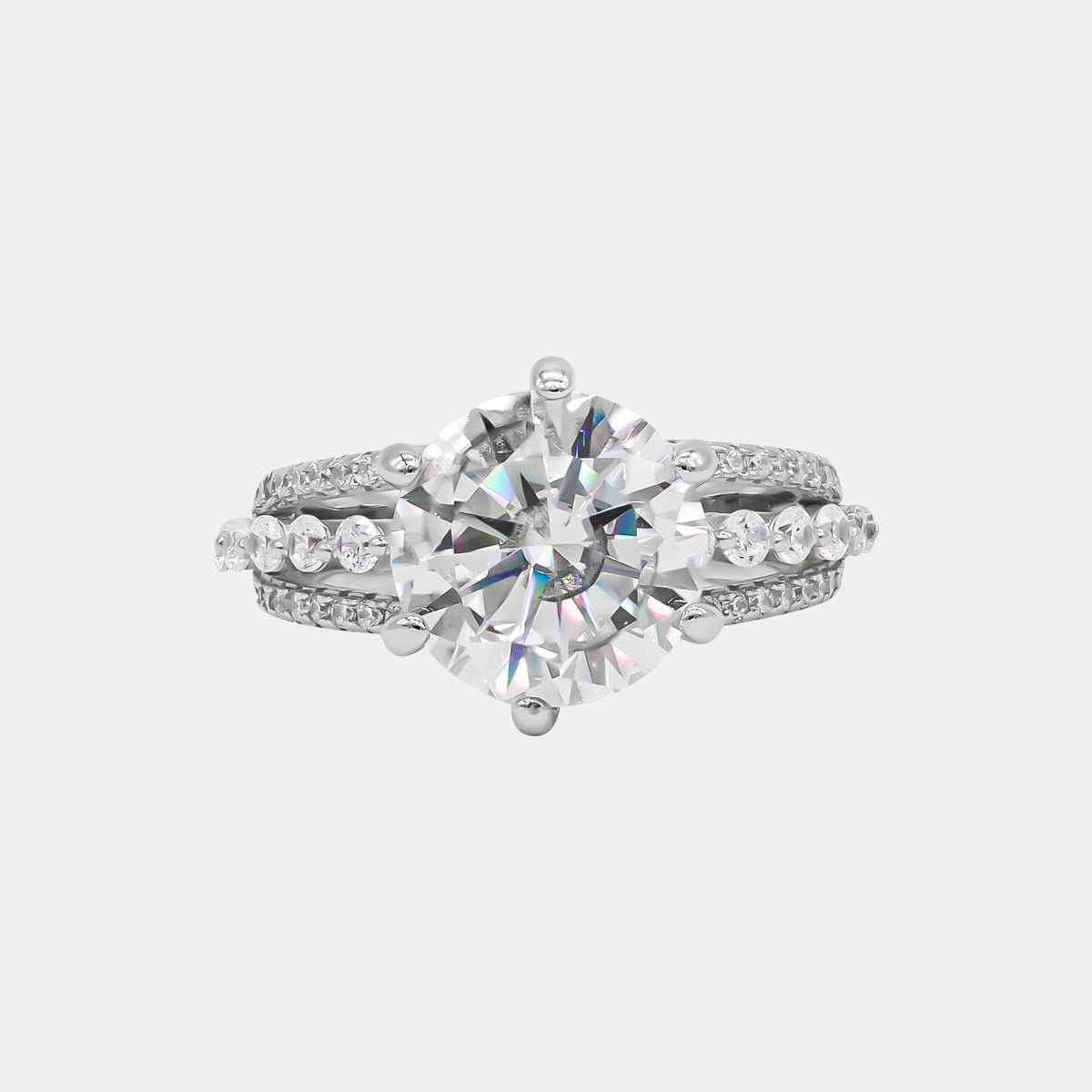 【787】Timeless Grace Majestic Solitaire 5 Carat Moissanite Crown Dating Ring - Queenou Jewelry