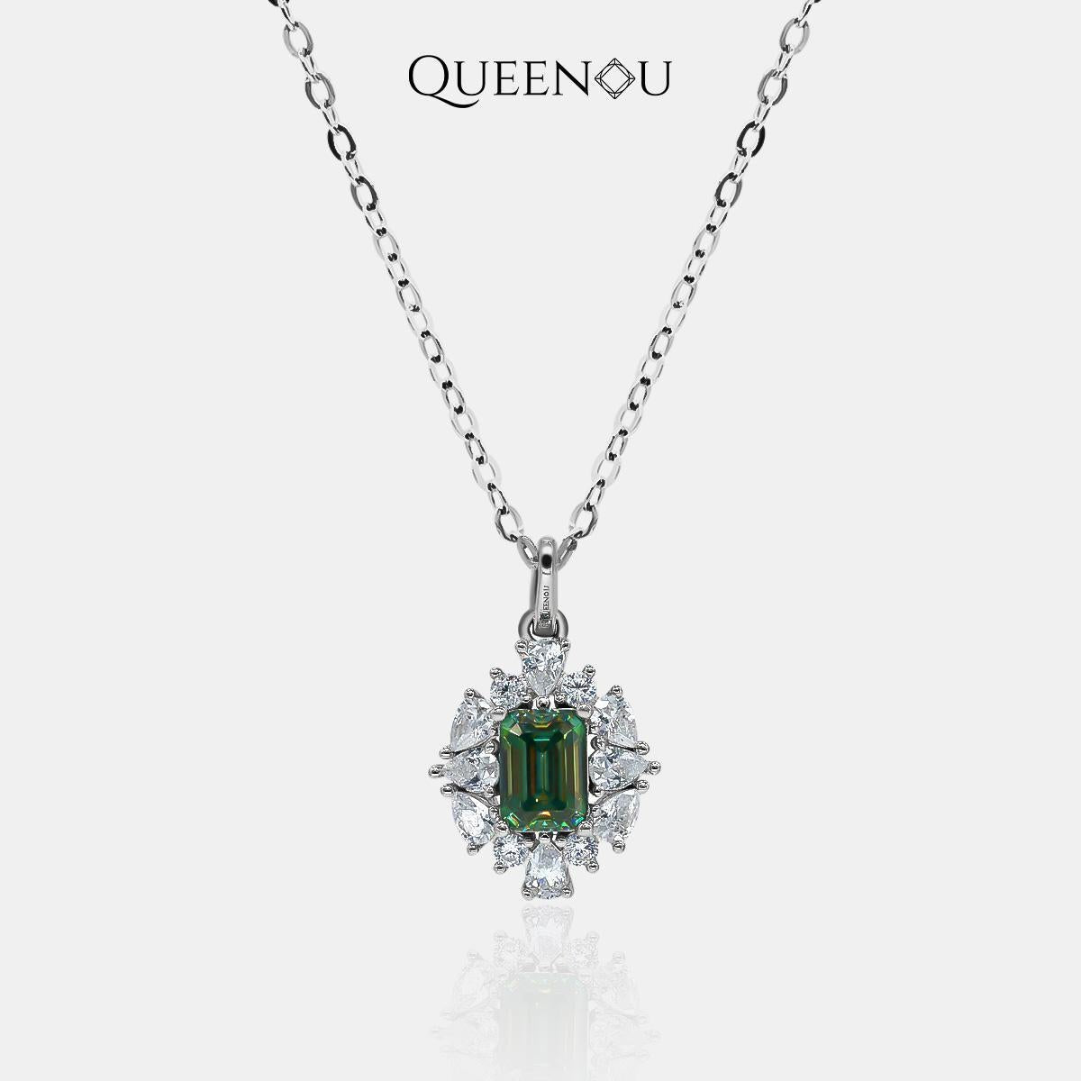 【799】1 Carat Synthetic Moissanite Classic Elegance Necklace - Queenou Jewelry