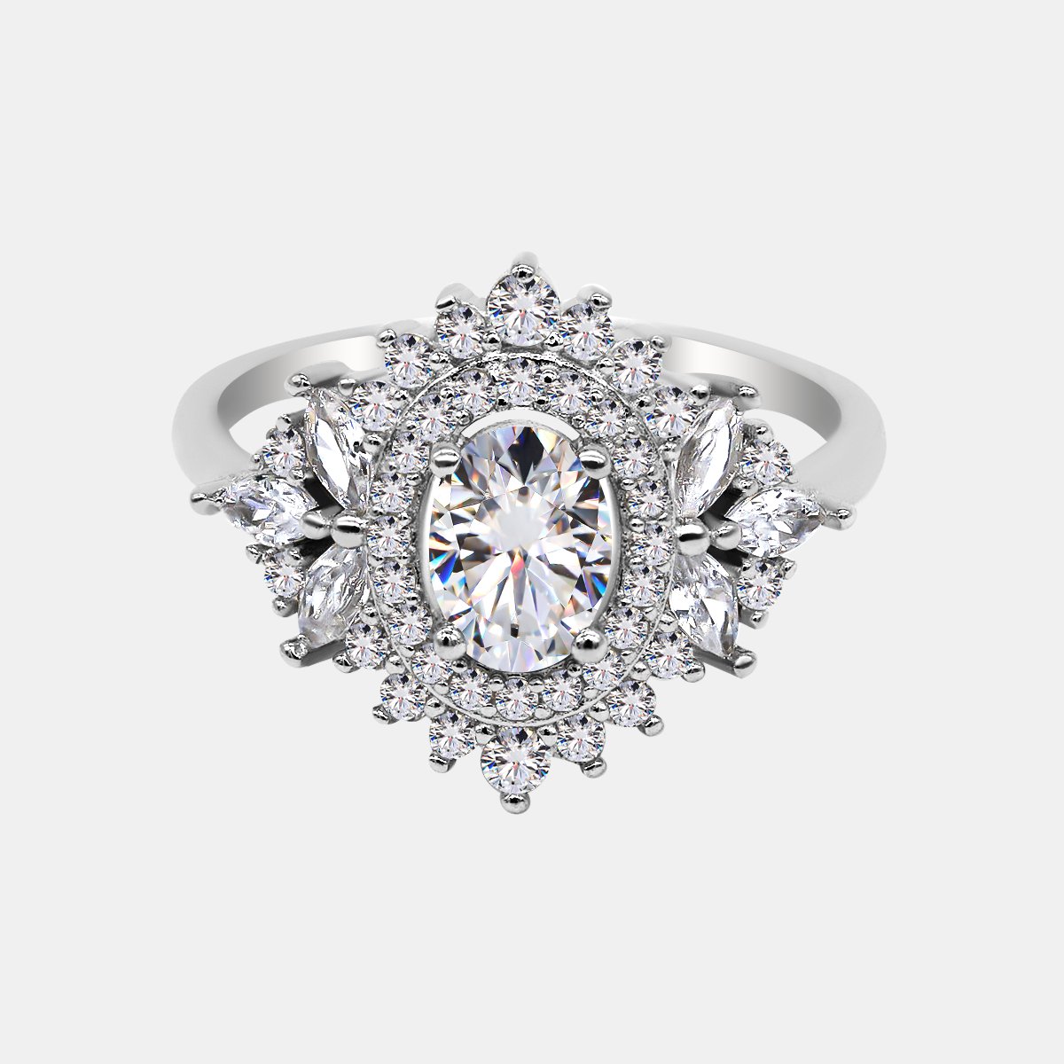 【805】Snowborne Majesty 1CT Moissanite Ring - Queenou Jewelry