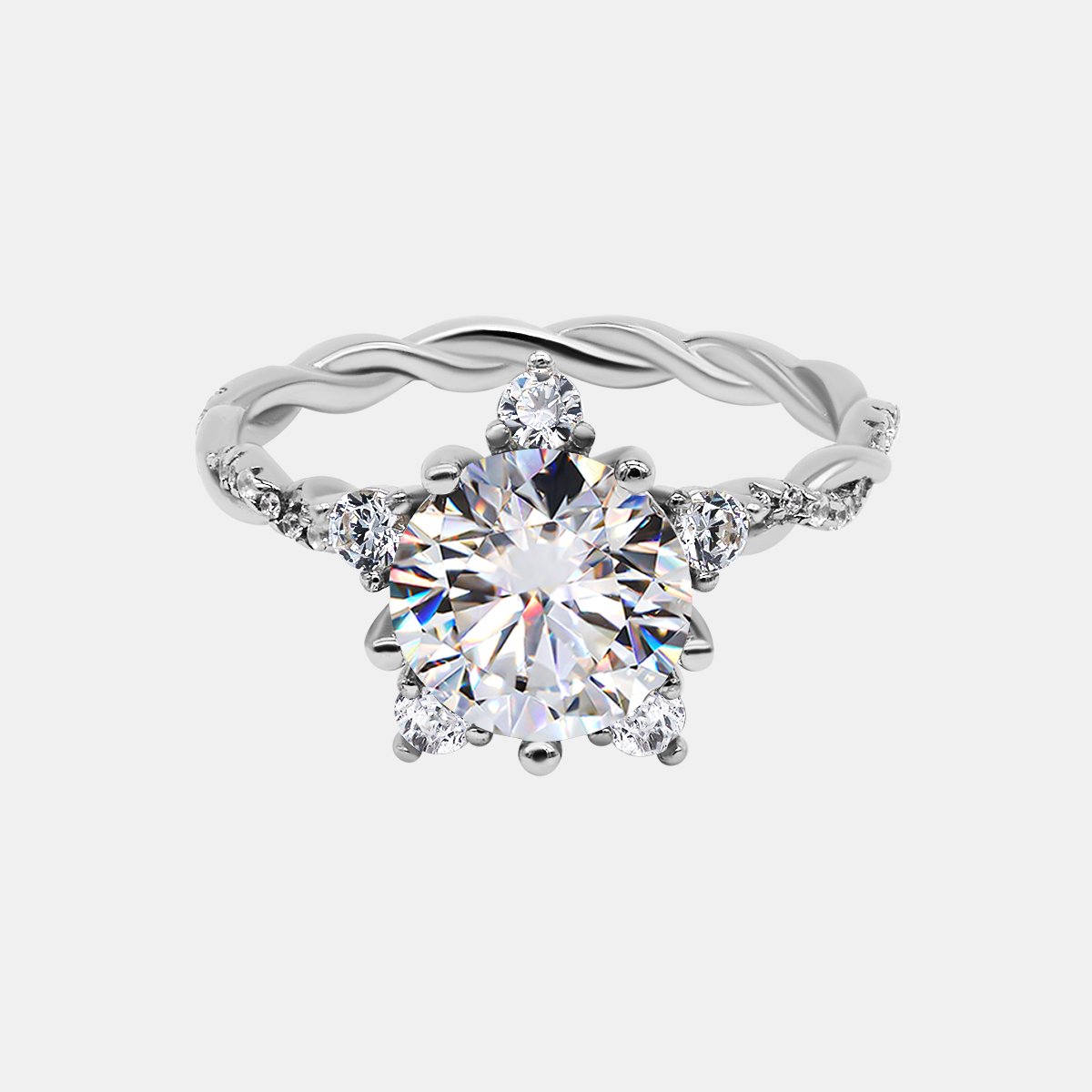 【806】Winter Serene 3CT Moissanite Ring - Queenou Jewelry