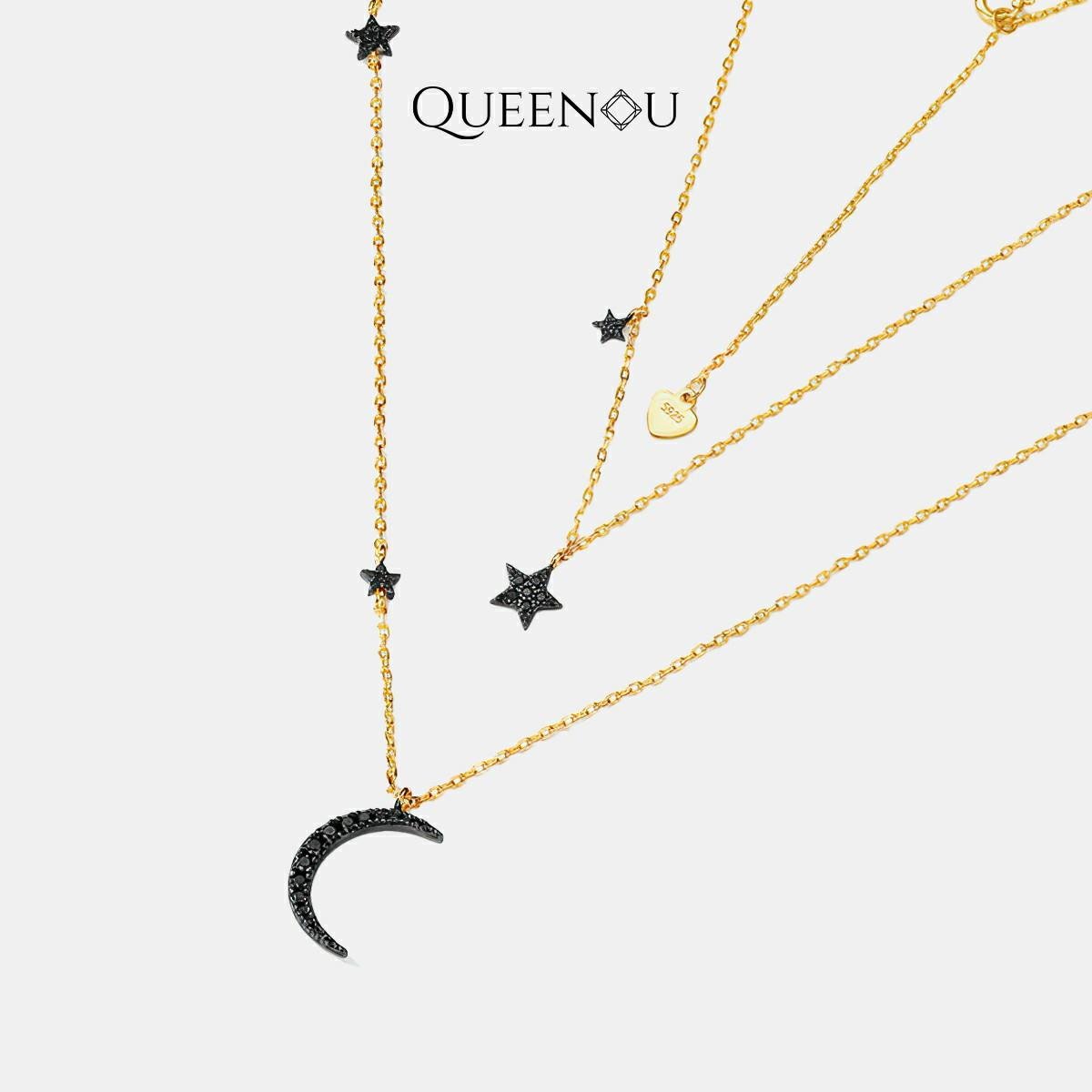 【817】"Space Starburst" Moonlit Star Cubic Ziconia Casual Necklace - Queenou Jewelry