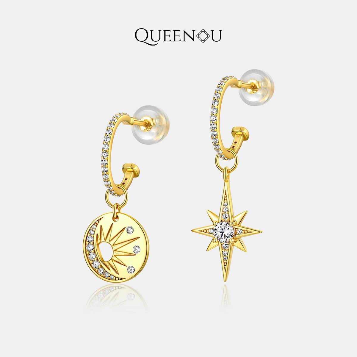 【820】"Space Starburst" Celestial Harmony Cubic Ziconia Casual Earrings - Queenou Jewelry