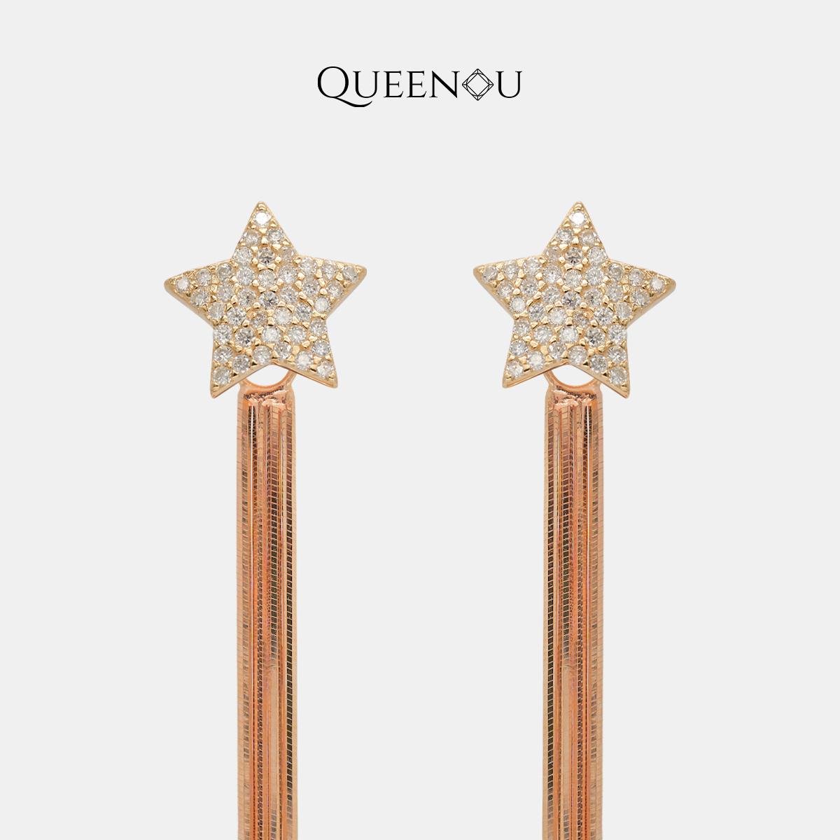 【827】Aurora Stream Synthetic Moissanite Earrings - Queenou Jewelry