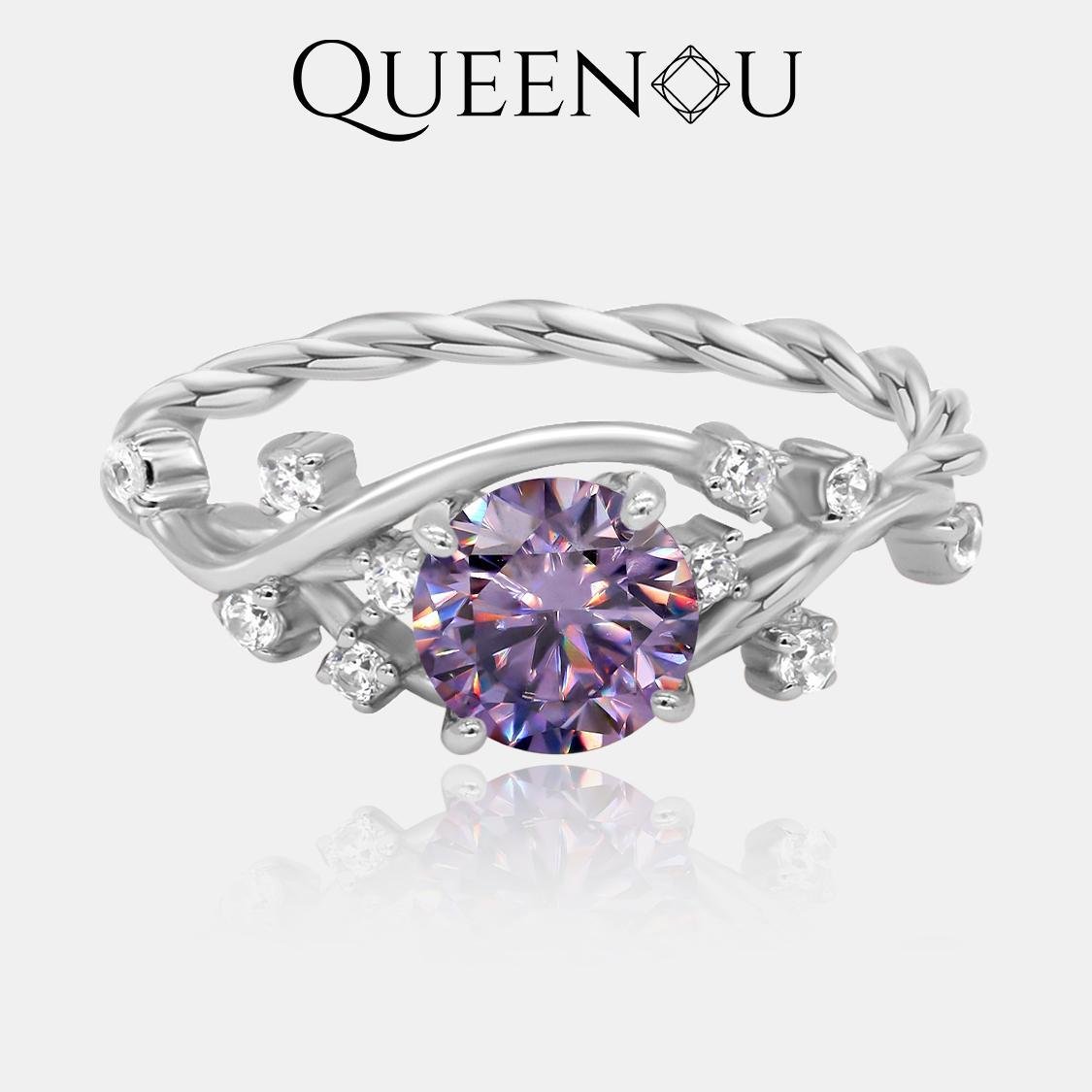 【833】1CT Synthetic Moissanite Enchanted Vine Rings - Elegant Vintage Engagement, Wedding, and Anniversary Gift for Women - Queenou Jewelry