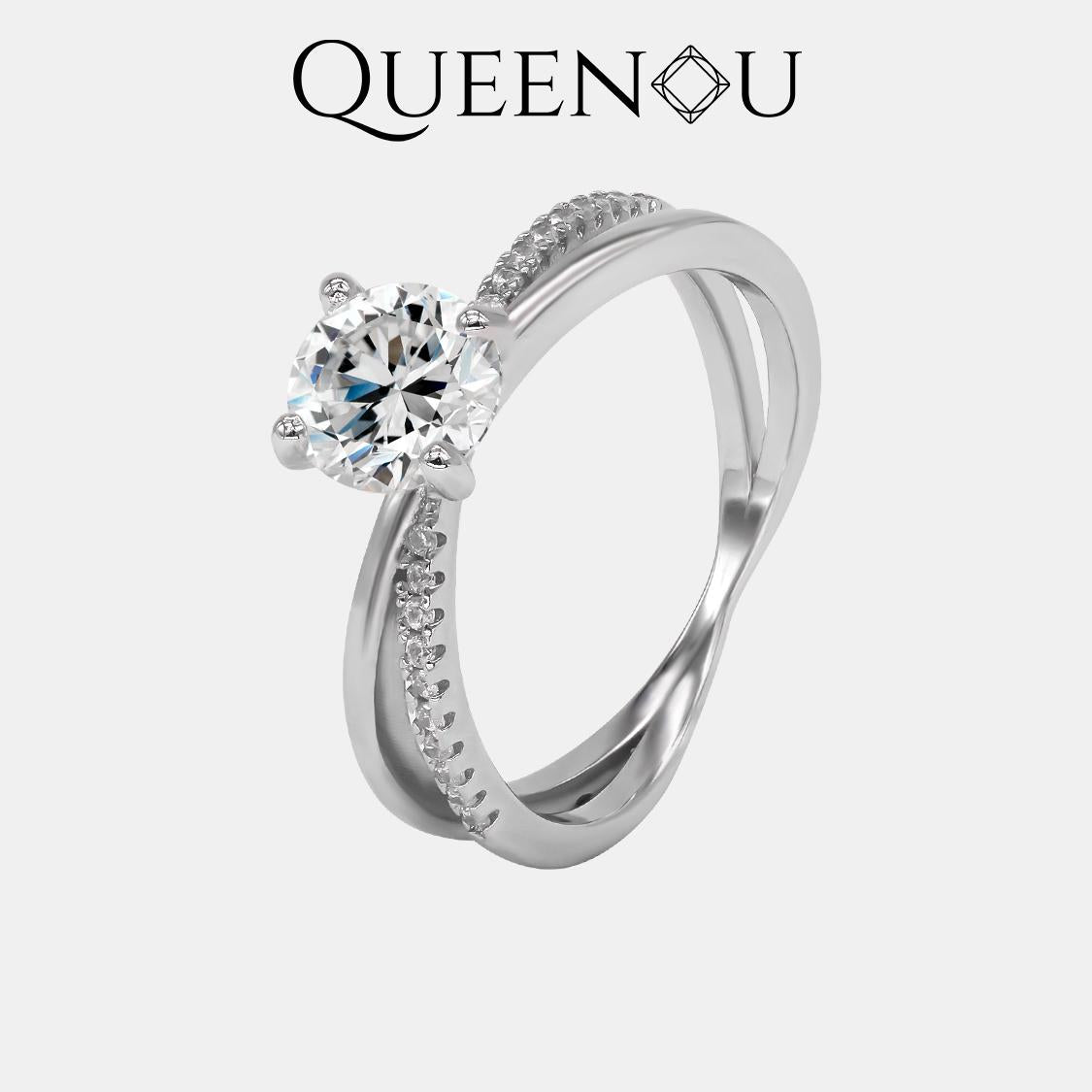 [839]Eternal Brilliance 1CT Synthetic Moissanite Ring - Queenou Jewelry