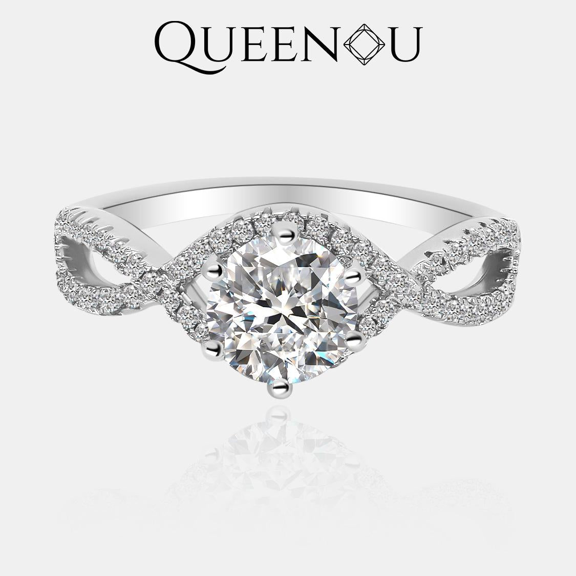 【841】1 Carat Synthetic Moissanite Infinity Radiance Ring - Queenou Jewelry