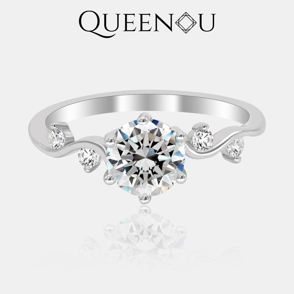 【845】1CT Synthetic Moissanite Twist Ring - Queenou Jewelry