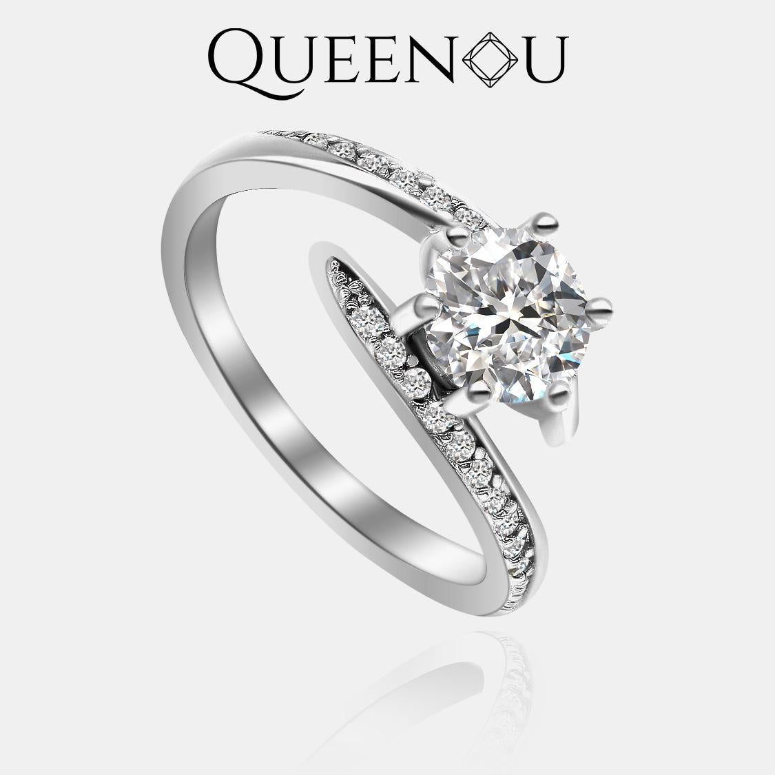 【846】Synthetic Moissanite Crescent Embrace Ring - Queenou Jewelry