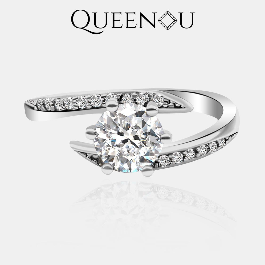 【846】Synthetic Moissanite Crescent Embrace Ring - Queenou Jewelry