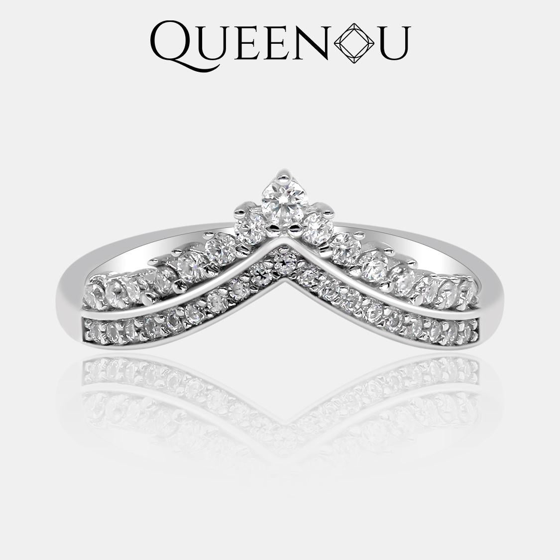 【848】 The Radiant V - Band Synthetic Moissanite Ring - Queenou Jewelry