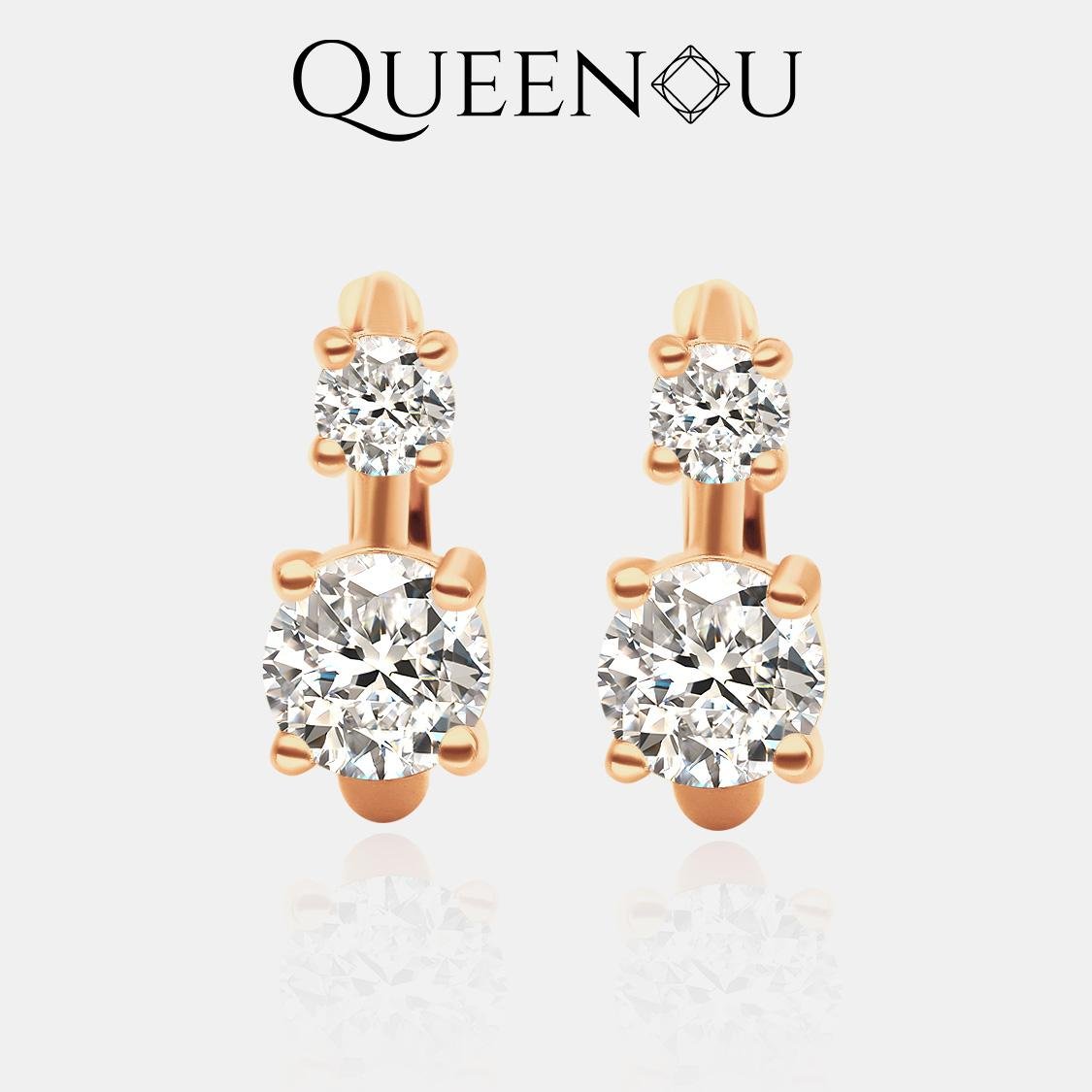 【852】Aurielle Synthetic Moissanite Earrings – Elegant and Classic Studs, Perfect for Daily Wear, Engagement, or Anniversary Gift for Women. Fashionable and Timeless Design, Ideal for Special Occasions, Birthday Celebrations, and Romantic Moments. - Queenou Jewelry