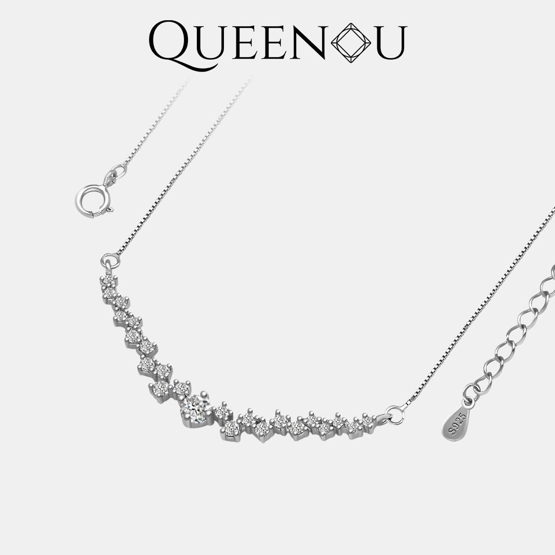 【854】Starlight Synthetic Moissanite Necklace – Elegant Anniversary, Wedding, and Birthday Gift for Women. Timeless and Fashionable Jewelry for Special Occasions or Daily Wear - Queenou Jewelry