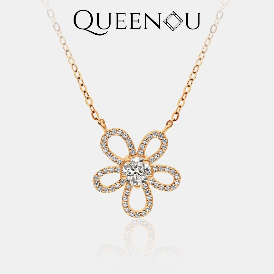 【856】Blossom Bloom Necklace 1CT Synthetic Moissanite - Synthetic Moissanite Vintage Anniversary Gift Fashionable - Queenou Jewelry