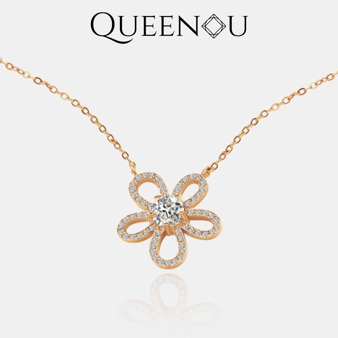 【856】Blossom Bloom Necklace 1CT Synthetic Moissanite - Synthetic Moissanite Vintage Anniversary Gift Fashionable - Queenou Jewelry