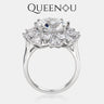 【858】Luxurious Floral Sunburst Synthetic Moissanite Ring - Elegant Wedding/Anniversary Gift, Fashionable Statement Jewelry for Women, Dazzling Floral Design - Queenou Jewelry