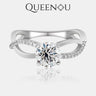 【862】Serene Twist Synthetic Moissanite Ring – Elegant Design with a Unique Twist, Perfect for Engagements, Anniversaries, or Everyday Elegance. - Queenou Jewelry