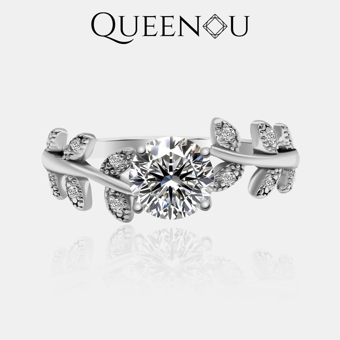 【863】Nature’s Aura Arranged Tree Synthetic Moissanite Ring - Unique Nature - Inspired Jewelry, Perfect Gift for Nature Lovers, Elegant Anniversary or Birthday Gift for Women - Queenou Jewelry