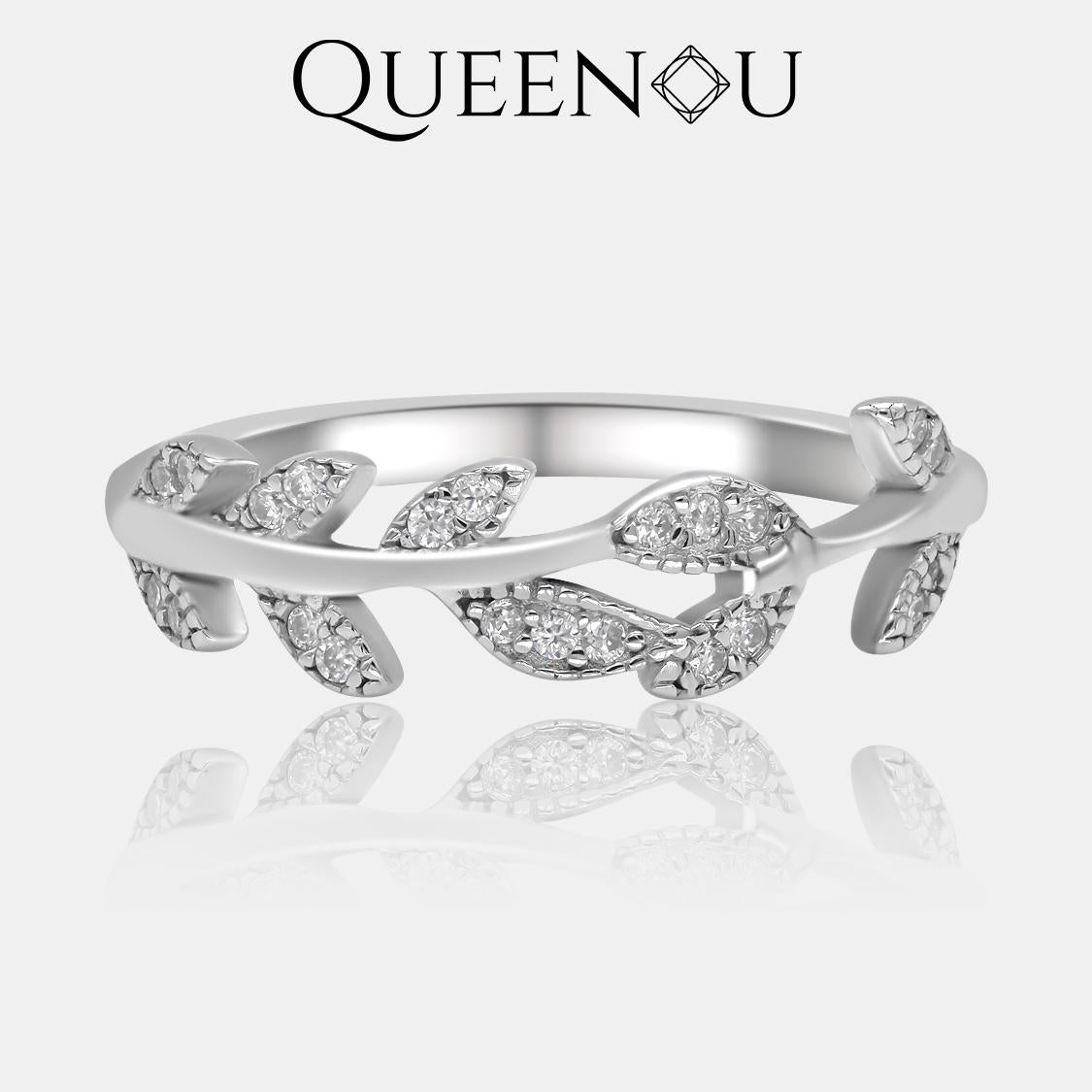 【864】Nature’s Aura Arranged Tree 1CT Synthetic Moissanite Ring + Arranged Tree Band - Nature - Inspired Jewelry Set, Elegant Gift for Nature Lovers, Perfect for Anniversaries and Birthdays - Queenou Jewelry