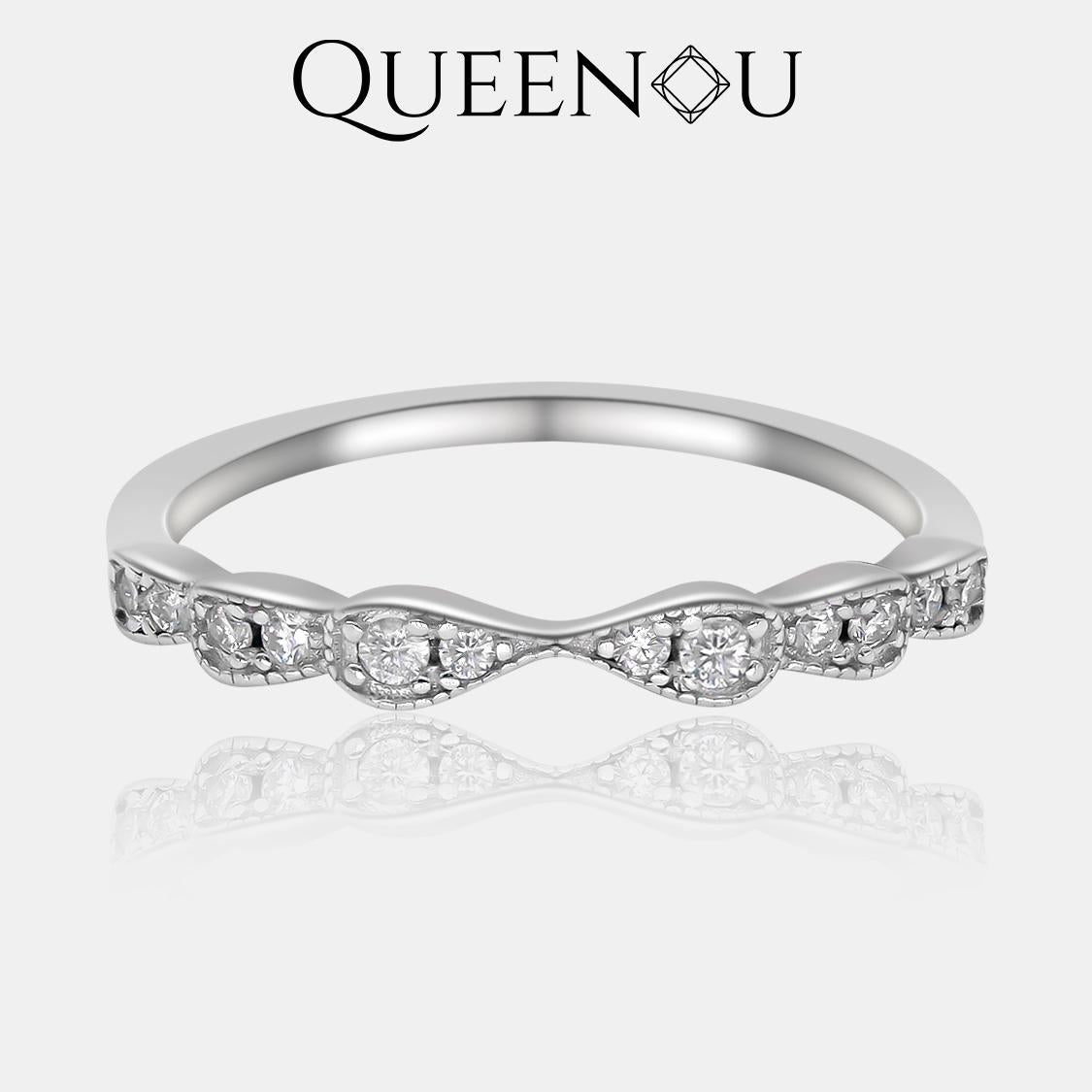 【866】Snow Fairy Snowflake synthetic moissanite ring + Luxurious Versatile Band - Elegant Winter Jewelry, Fashionable Gift for Women, Chic Accessory for Any Occasion - Queenou Jewelry