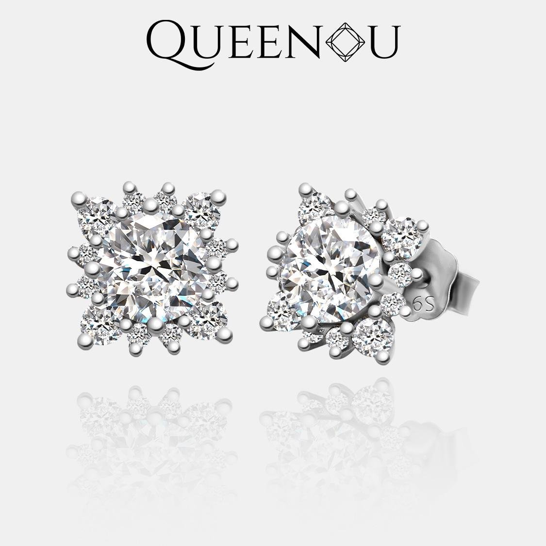 【867】Fashionable Rectangular Snowflake Stud Earrings - Elegant Winter Accessory, Trendy Gift for Women and Girls, Chic Holiday Jewelry - Queenou Jewelry