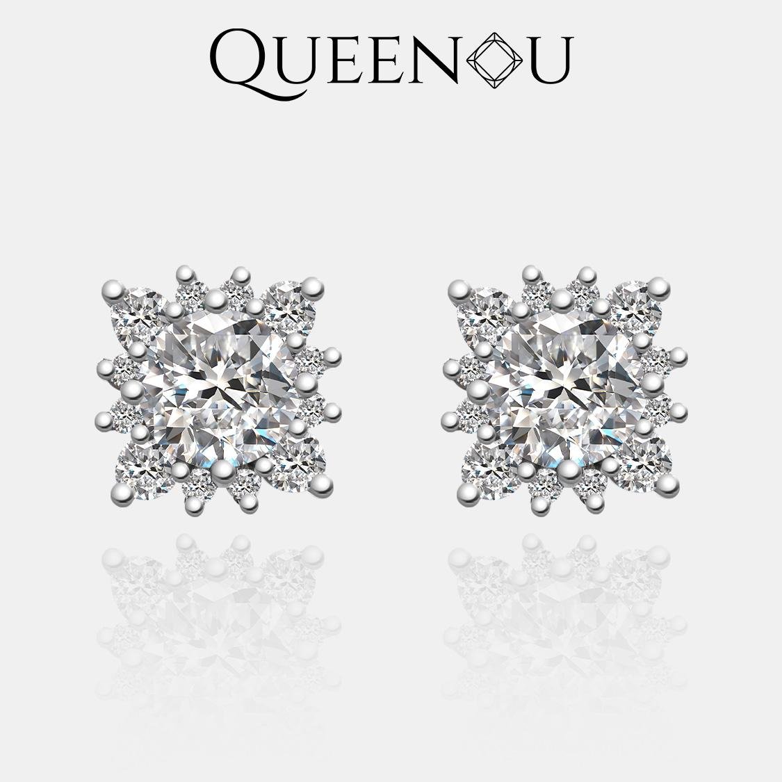 【867】Fashionable Rectangular Snowflake Stud Earrings - Elegant Winter Accessory, Trendy Gift for Women and Girls, Chic Holiday Jewelry - Queenou Jewelry