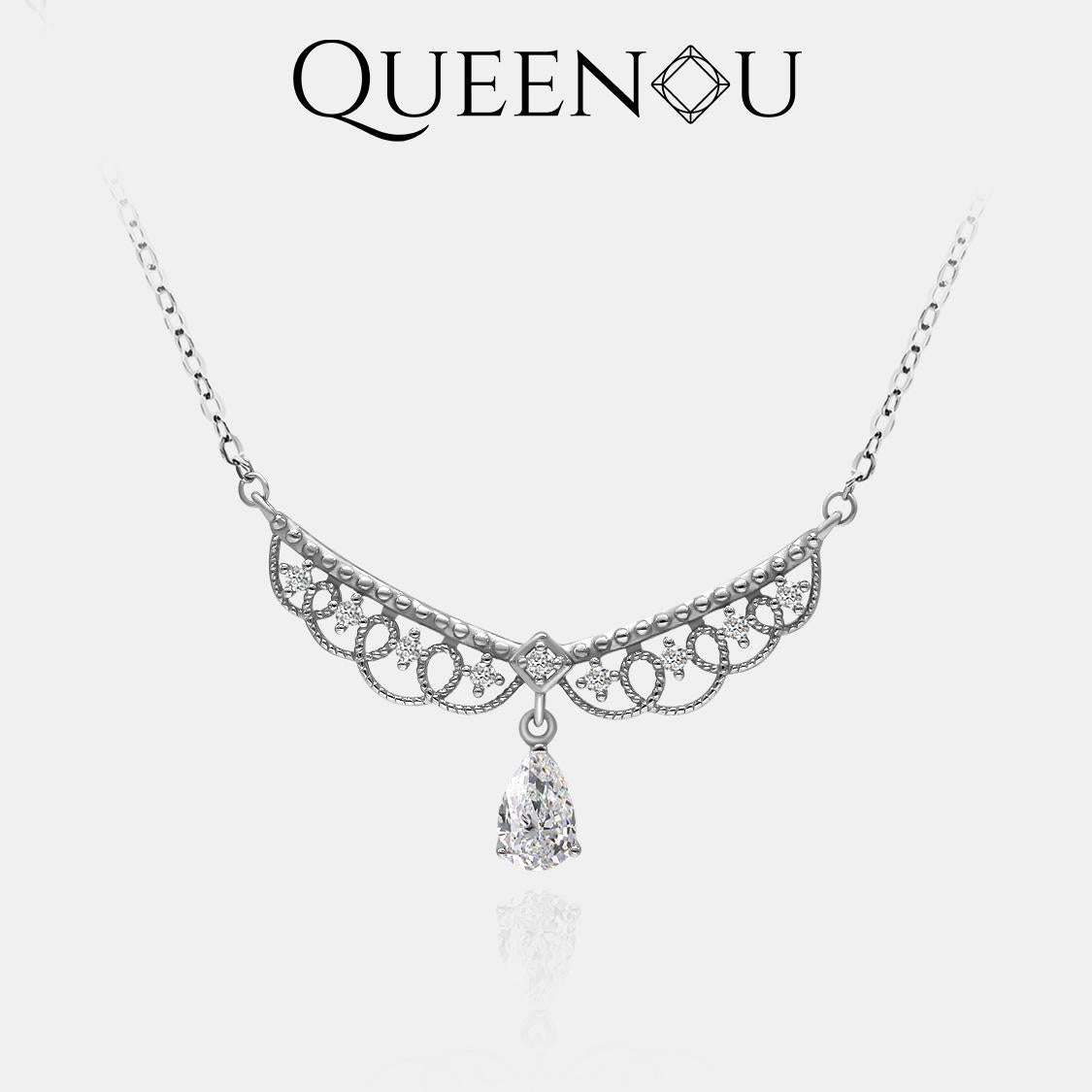 【869】Cutout Super Sparkle Teardrop Pear synthetic moissanite Necklace - Elegant Statement Jewelry, Perfect for Weddings and Special Occasions, Glamorous Gift for Her - Queenou Jewelry